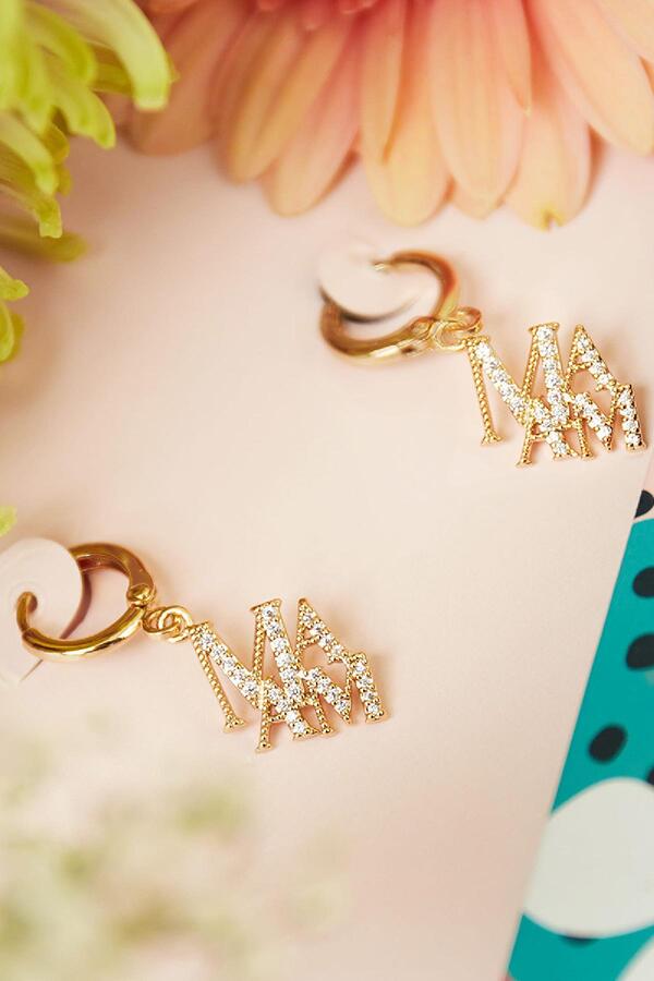 Copper earrings letters mama gold